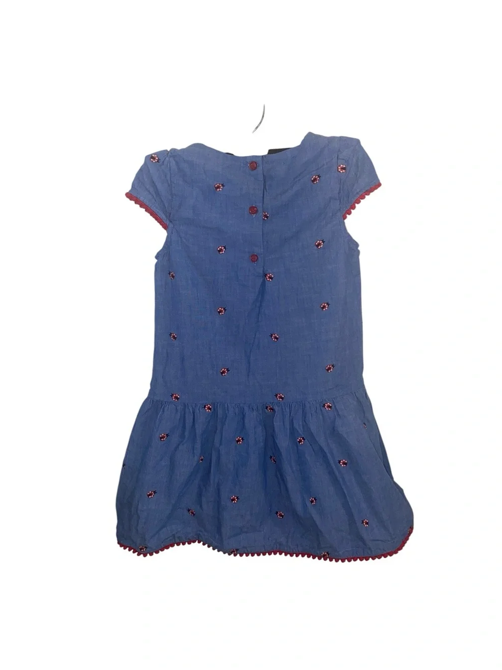 Gymboree short-sleeve Girls Embroidered Chambray Dress Little Ladybug Blue done